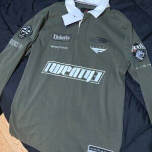 Jordan Men's Green Graphic Long Sleeve Polo